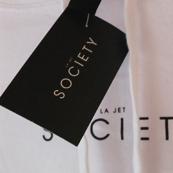 La Jet Society Women's Classic Crop White Hoodie - Picture 4 of 5
